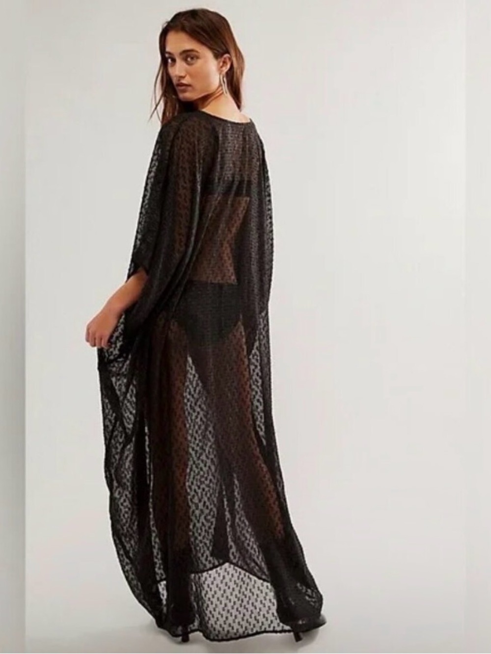 NWOT Free People Stevie Sheer Kaftan in Black One Size - Picture 2 of 3